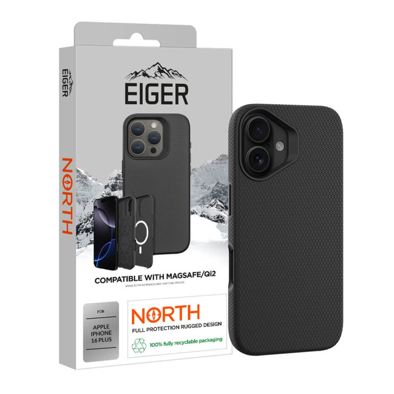 Eiger - iPhone 16 Plus Coque rigide NORTH Case MagSafe Noir
