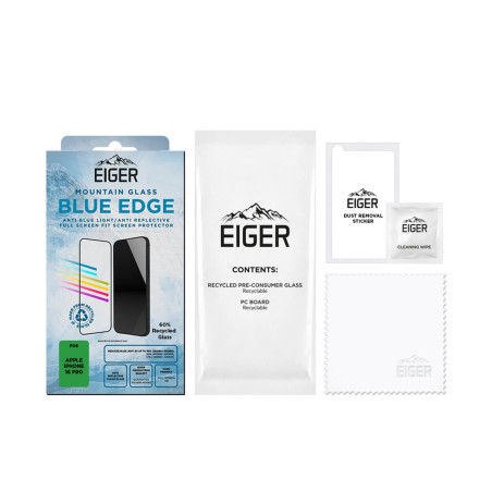 Eiger - iPhone 16 PRO Protection écran MOUNTAIN GLASS BLUE EDGE