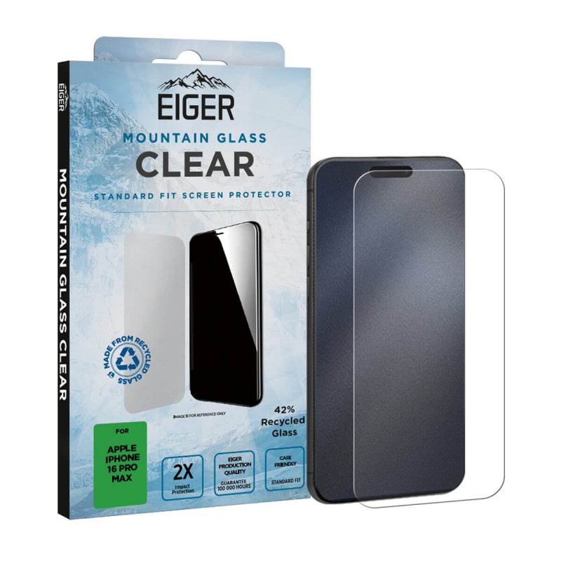 Eiger - iPhone 16 PRO MAX Protection écran MOUNTAIN GLASS CLEAR Eiger - iPhone 16 PRO MAX Protection écran MOUNTAIN GLASS CLEAR