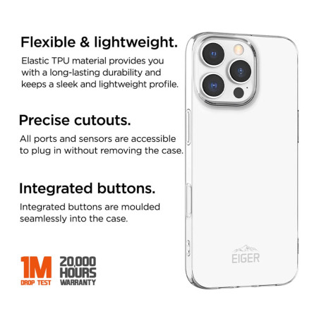 Eiger - iPhone 16 PRO Coque souple GRIP Case Clear (EGCA00617)