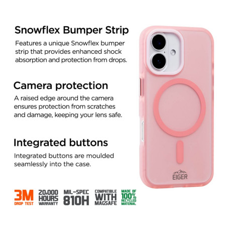 Eiger - iPhone 16 Coque rigide Blizzard MagSafe GRS Pink (Rose)