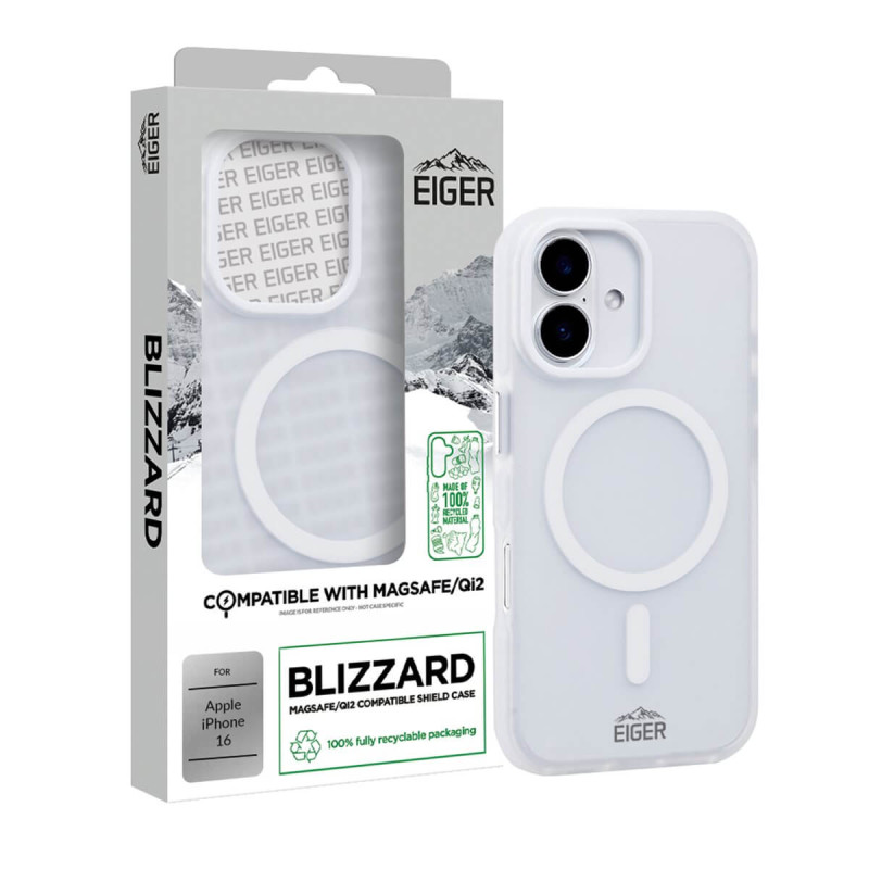 Eiger - iPhone 16 Coque rigide Blizzard MagSafe GRS White (Blanc) Eiger - iPhone 16 Coque rigide Blizzard MagSafe GRS White (Blanc)