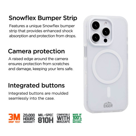 Eiger - iPhone 16 PRO MAX Coque rigide Blizzard MagSafe GRS White (Blanc)