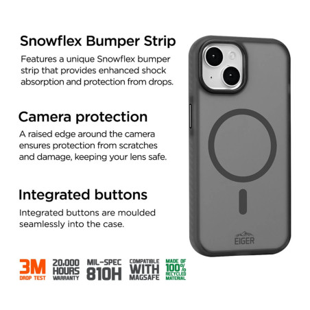 Eiger - iPhone 15 Coque rigide Blizzard MagSafe GRS Noir