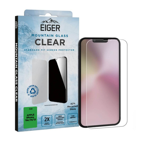 Eiger - iPhone 16e/14/13 Protection écran MOUNTAIN GLASS CLEAR