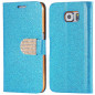 Pack Etui folio Strass Diamant + Coque gel Second Skin Samsung Galaxy S6