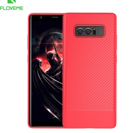Coque silicone gel Floveme Carbon Style Samsung Galaxy Note 8 Rouge