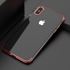 Coque silicone gel FLOVEME 3D Plating contour métallisé Apple iPhone X Or Rose