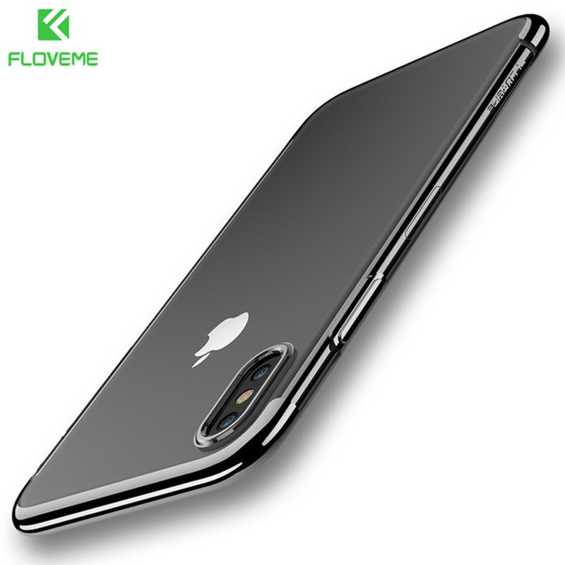 Coque silicone gel FLOVEME 3D Plating contours métallisé Apple iPhone X/Xs