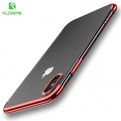 Coque silicone gel FLOVEME 3D Plating contour métallisé Apple iPhone X Rouge