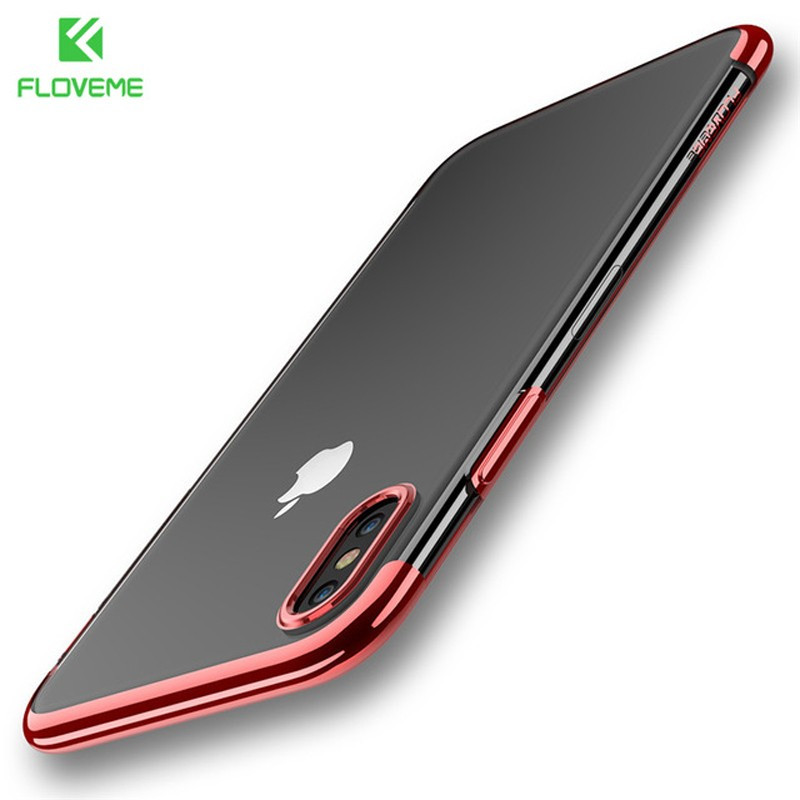 Coque silicone gel FLOVEME 3D Plating contours métallisé Apple iPhone X/Xs