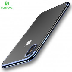 Coque silicone gel FLOVEME 3D Plating contour métallisé Apple iPhone X Bleu