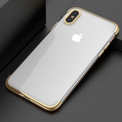 Coque silicone gel FLOVEME 3D Plating contour métallisé Apple iPhone X Or