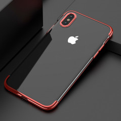 Coque silicone gel FLOVEME 3D Plating contour métallisé Apple iPhone X Rouge