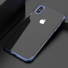 Coque silicone gel FLOVEME 3D Plating contour métallisé Apple iPhone X Bleu