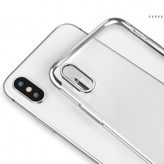 Coque silicone gel FLOVEME 3D Plating contour métallisé Apple iPhone X Argent