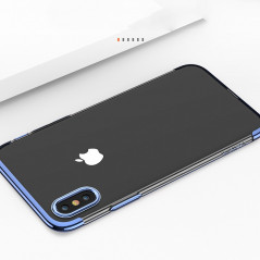 Coque silicone gel FLOVEME 3D Plating contour métallisé Apple iPhone X Bleu