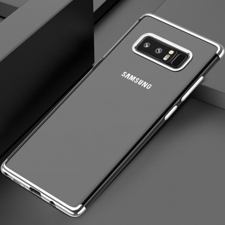 Coque silicone gel FLOVEME 3D Plating contours métallisé Samsung Galaxy Note 8 Argent