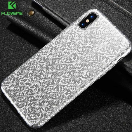 Coque rigide FLOVEME Mosaic Series Apple iPhone X Argent