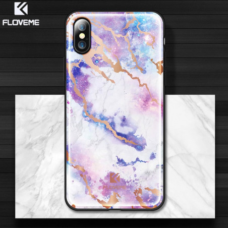 Coque rigide FLOVEME Effet Marbré Apple iPhone X Violet