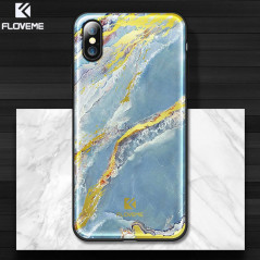 Coque rigide FLOVEME Effet Marbré Apple iPhone X Bleu