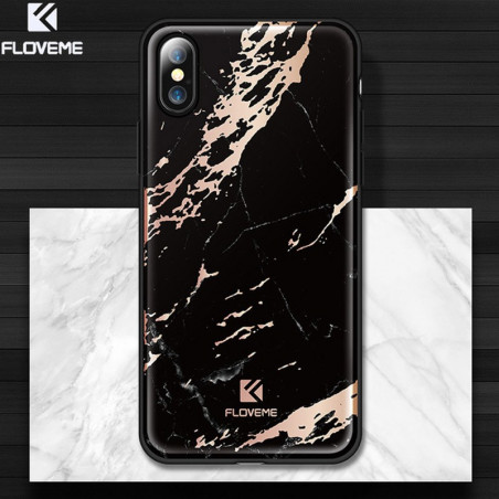 Coque rigide FLOVEME Effet Marbré Apple iPhone X Noir