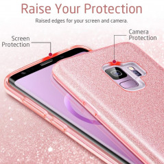 Coque rigide ESR pailletée étincelante Samsung Galaxy S9 Rose