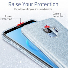 Coque rigide ESR pailletée étincelante Samsung Galaxy S9 Bleu