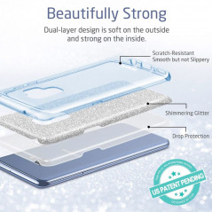 Coque rigide ESR pailletée étincelante Samsung Galaxy S9 Bleu