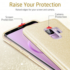 Coque rigide ESR pailletée étincelante Samsung Galaxy S9 Or