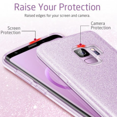 Coque rigide ESR pailletée étincelante Samsung Galaxy S9 Violet