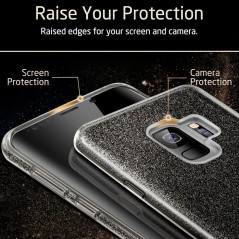 Coque rigide ESR pailletée étincelante Samsung Galaxy S9 Noir