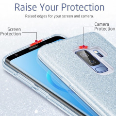 Coque rigide ESR pailletée étincelante Samsung Galaxy S9 Plus Bleu