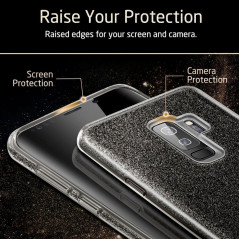 Coque rigide ESR pailletée étincelante Samsung Galaxy S9 Plus Noir