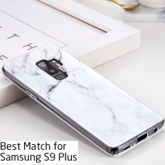 Coque silicone gel ESR Effet Marbré Samsung Galaxy S9 Plus Blanc