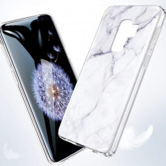 Coque silicone gel ESR Effet Marbré Samsung Galaxy S9 Plus Blanc