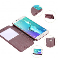Etui folio Smart Answer Samsung Galaxy S6 Edge Plus Marron