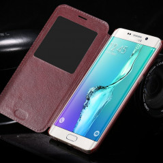Etui folio Smart Answer Samsung Galaxy S6 Edge Plus Marron