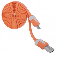 Câble plat 1mt USB-microUSB Orange