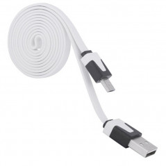 Câble plat 1mt USB-microUSB Blanc