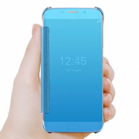 Etui folio Mirror Clear View Samsung Galaxy S6 Edge Plus Bleu