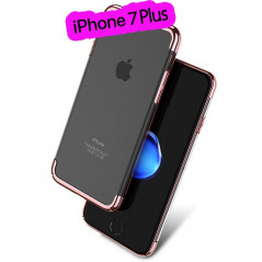 Coque rigide transparente contours métallisés Apple iPhone 7 Plus Or Rose