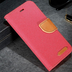Pack Etui folio CLOTH SKIN + Câble lightning Apple iPhone 6/6S - Rouge