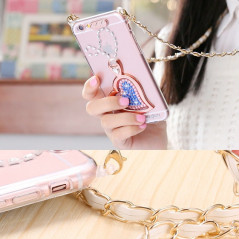 Coque silicone gel HEART STRASS Apple iPhone 6/6S collier
