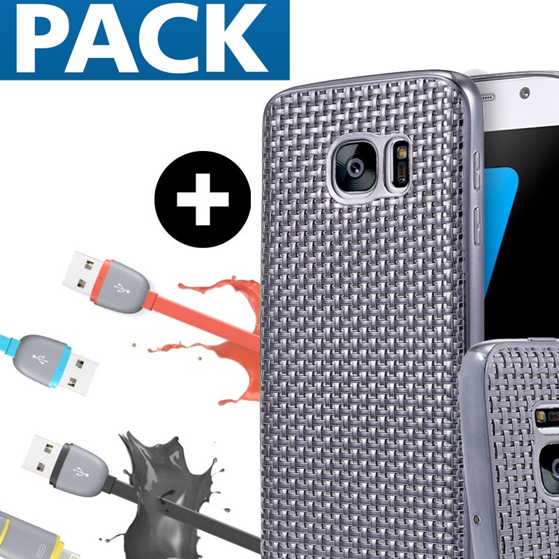 Pack Coque Texture Optic + Câble USB 2-en-1 Lightning-microUSB Samsung Galaxy S7 Pack Coque Texture Optic + Câble USB 2-en-1 Lightning-microUSB Samsung Galaxy S7