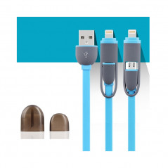 Câble USB 2-en-1 Lightning-microUSB Bleu