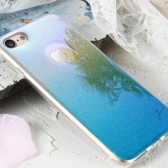 Coque silicone gel ultra pailletée Apple iPhone 7 Bleu