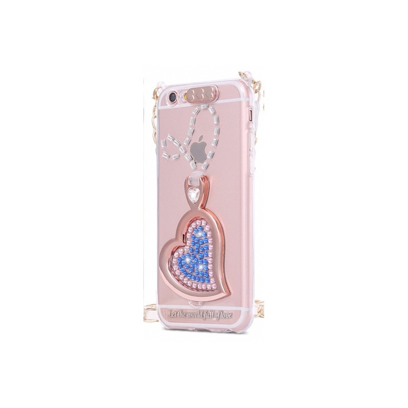 Coque silicone gel HEART STRASS Apple iPhone 6/6S Plus Bleu