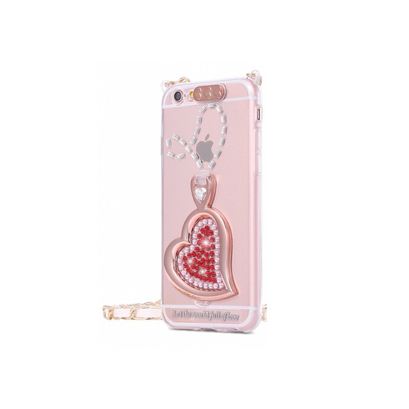 Coque silicone gel HEART STRASS Apple iPhone 6/6S Plus