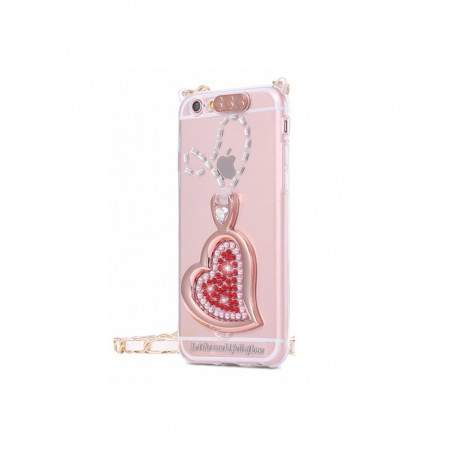 Coque silicone gel HEART STRASS Apple iPhone 6/6S Plus Rouge
